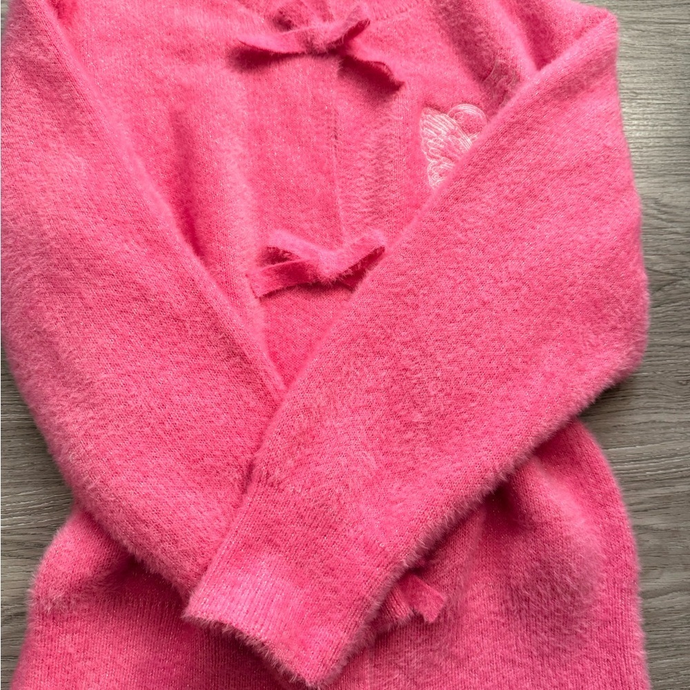 Luxurious Pink Bow-Accent Cardigan - Picture 5 of 5